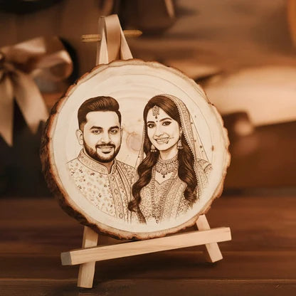 Premium Customized Wooden Slice Photo Engraving | Personalized Real Tree Log Laser Etched Keepsake