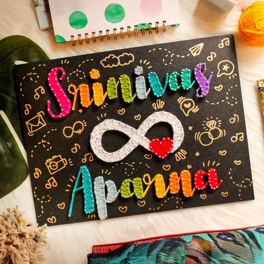 Premium Handcrafted Wooden String Art | Personalized Name & Silhouette Thread Decor (Sizes: 12x8, 12x18)