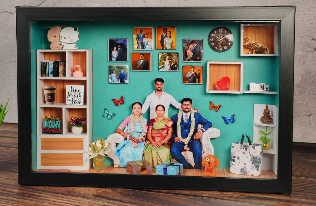 Premium Customized 3D Shadow Box Photo Frame | Personalized Deep Layer Border Frame (6x8, 12x8, 12x18)