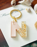Premium Customized Resin Letter Keychain | Personalized Alphabet Keyring with Gold/Silver Flakes