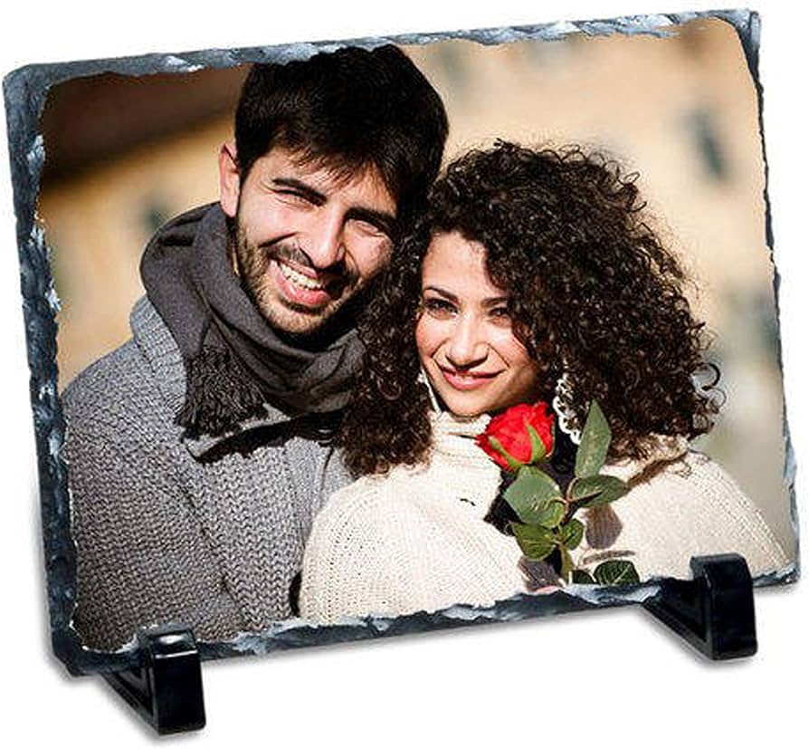 Premium Customized Rectangle Photo Rock Slate | Personalized Stone Frame Plaque
