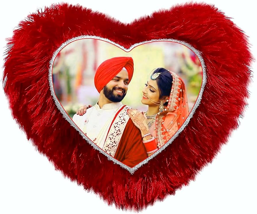 Premium Customized Heart Photo Pillow | Personalized Heart-Shaped Cushion with Filler