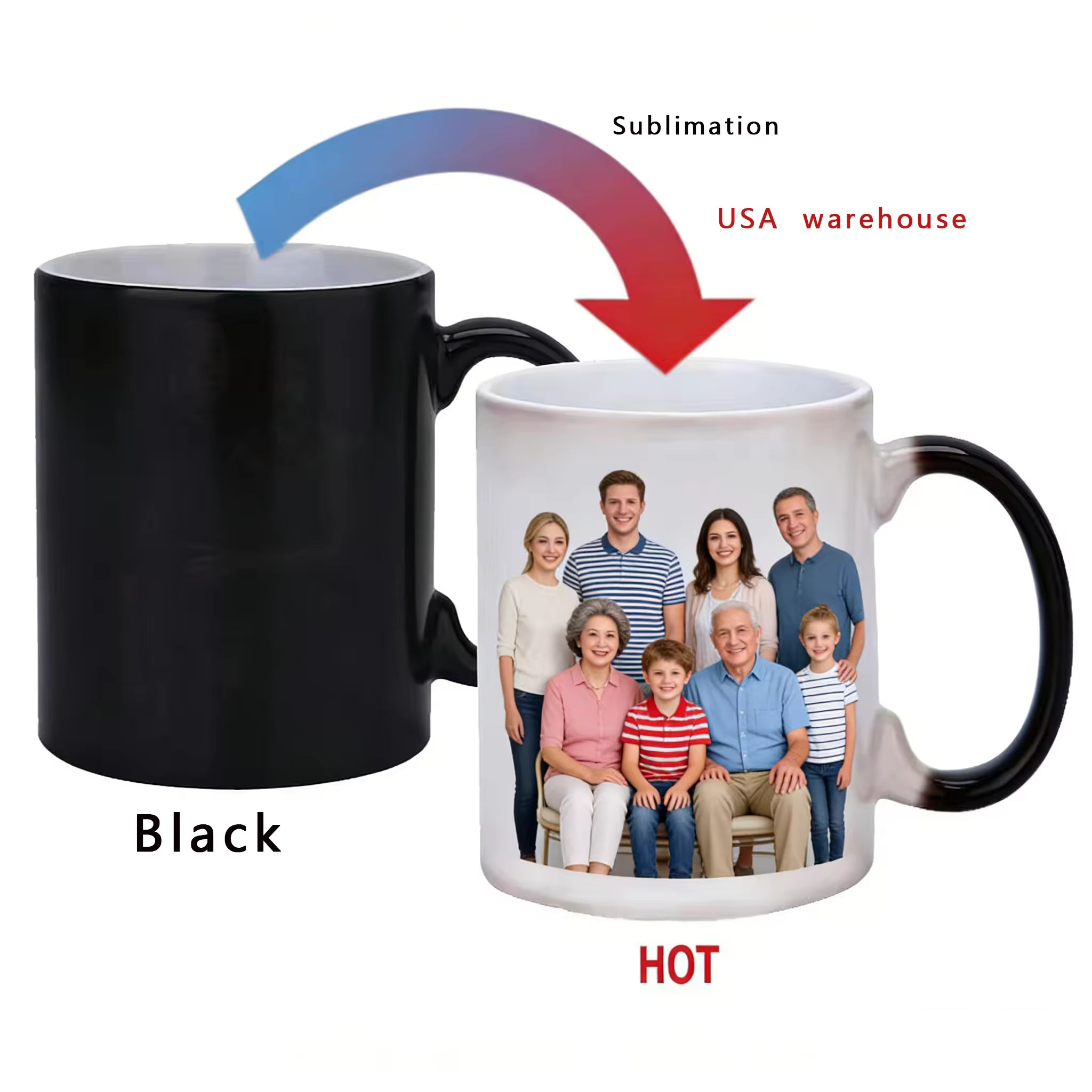 Premium Personalized Magic Mug | Reversible Heat-Activation Hidden Photo Coffee Mug