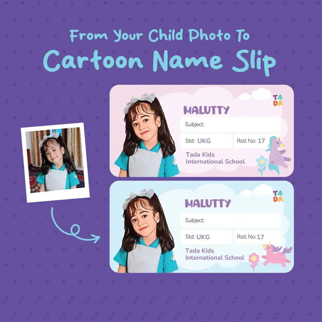 Premium Customized Kids School Book Labels | Personalized Cartoon Name Stickers for Notebooks
