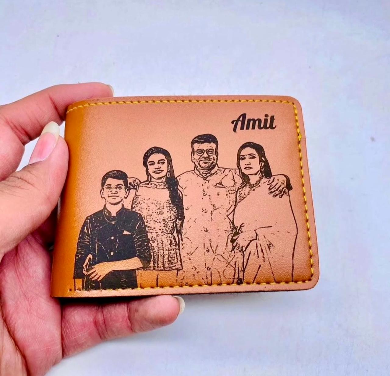 Premium Customized Laser Engraved Photo Wallet | Personalized Leather Men's Wallet