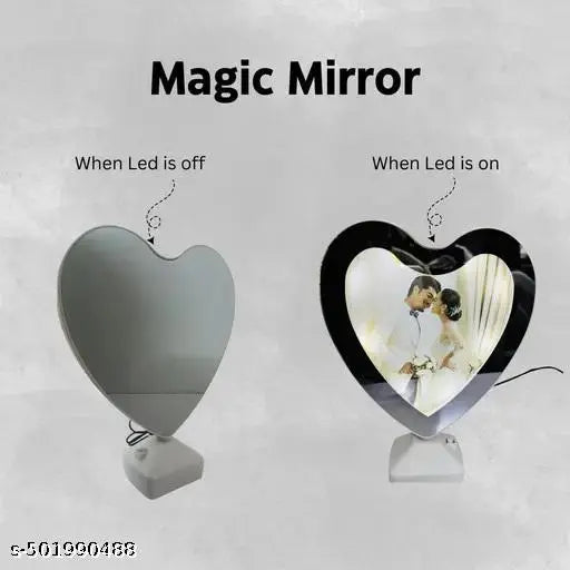 Premium Customized Heart Magic Mirror | Personalized LED Photo Frame & Vanity Mirror