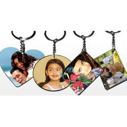 Premium Customized MDF Wooden Keychains | Personalized Photo & Name Keyrings (Round, Square, Rectangle, Heart)