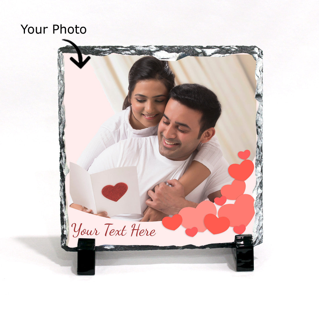 Premium Customized Small Square Photo Rock Slate | Personalized Printed Stone Frame